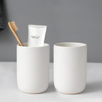 Toothbrush Holders for Bathrooms - 2 Cups Ceramic Toothbrush Toothpaste Holders Set White Bathroom Tumbler Cups Reusable Toothbrush Mouthwash Cup Bathroom Counter Organizer.