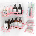 Hsiohe Pink Corner Shower Caddy Adhesive Shower Organizer for Bathroom Storage Rustproof Stainless Steel Shower Shelves No Drilling Space-Saving Shower Rack Shelf for Inside Shower 5 Pack