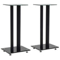 Tidyard Set of 2 Speaker Stands Tempered Glass Plate 2 Aluminum Pillars Design Floor Stands 11.8 x 9.8 x 24 Inches (L x W x H)