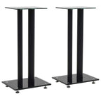 Tidyard Set of 2 Speaker Stands Tempered Glass Plate 2 Aluminum Pillars Design Floor Stands 11.8 x 9.8 x 24 Inches (L x W x H)