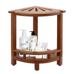 Generic 12"" Teak Shower Stool/Teak Shower Foot Rest/Shower Stool for Shaving Legs/Teak Shower Bench/Shower Stool for Inside Shower/Corner Shower Stool Suitable for Small Shower Spaces. Black