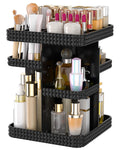 HEMTROY Rotating Makeup Organizer with Makeup Brush Holder Large Capacity Perfume Organizer for Vanity Countertop Acrylic Skincare Organizers Spinning Holder Storage Rack (Black)