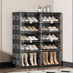 Dual-type Shoe Storage, Hard Plastic Stackable Shoe Box, Folding Shoe Rack With Magnetic Door