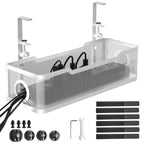 Under Desk Cable Management Tray White Cinati Cable Management Under Desk No Drill Cable Tray with Clamp for Desk Wire ManagementDesk Cable Management Box for Office Home - No Damage to Desk