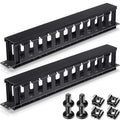 4 Packs 1U Rack Cable Management Sleeves Horizontal Rack Mount Cable Management 12 Slot Cable Management Clips Cable Rack with Panel Cover 19 Inch for Wall Shelf Mount (Elegant Style Plastic)