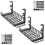 Under Desk Cable Management Tray 16” No Drill Cord Organizer with Clamps for Wire Management 4mm Sturdy Wire Desk Cable Organizer Tray Cable Management Rack for Home & Office (Pack of 2)