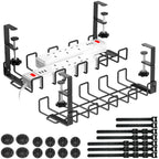 Spacecare Under Desk Cable Management Tray Cable Management Under Desk for Cord Organizer15.7" No Drill Wire Organizer Cable Management Tray Cable Tray Organizer with Clamp for Desk Black 2 Pack