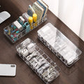 Plastic Cable Management Box Cable Management BoxWhite Cable Management Box with 10 Wire Ties Clear Powe r Cord Organizer with 8 Compartment (2PACK)