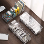 Plastic Cable Management Box Cable Management BoxWhite Cable Management Box with 10 Wire Ties Clear Powe r Cord Organizer with 8 Compartment (2PACK)