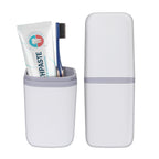 COMNICO Travel Toothbrush Cup Case Portable PP Seal Tooth Brush Holders Cover Multi-Function Toothpaste Storage Container Cup for Home School Camping Business Trip Bathroom(White)