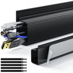 Cable Management Under Desk 31.5 J Channel Cable Raceway 2 Pack Cord Hider Desk Cable Tray No Drilling Under Desk Cable Management Tray Self Adhesive Desk Wire Management 15.7x1.1x2.4 in Black