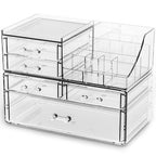2 Pack Acrylic Make Up Organizers and Storage for CounterStackable 5 Drawers Make Up Organizing for JewelryHair AccessoryBeautySkincare ProductClear Plastic Make Up Holders and Organizers