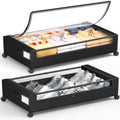 Yeebonix Under Bed Storage with Wheels 2 Pack Square Under Bed Storage Containers 60L Under The Bed Storage Bins Rolling Under The Bed Storage Metal Drawer for Clothes Blankets Shoes...