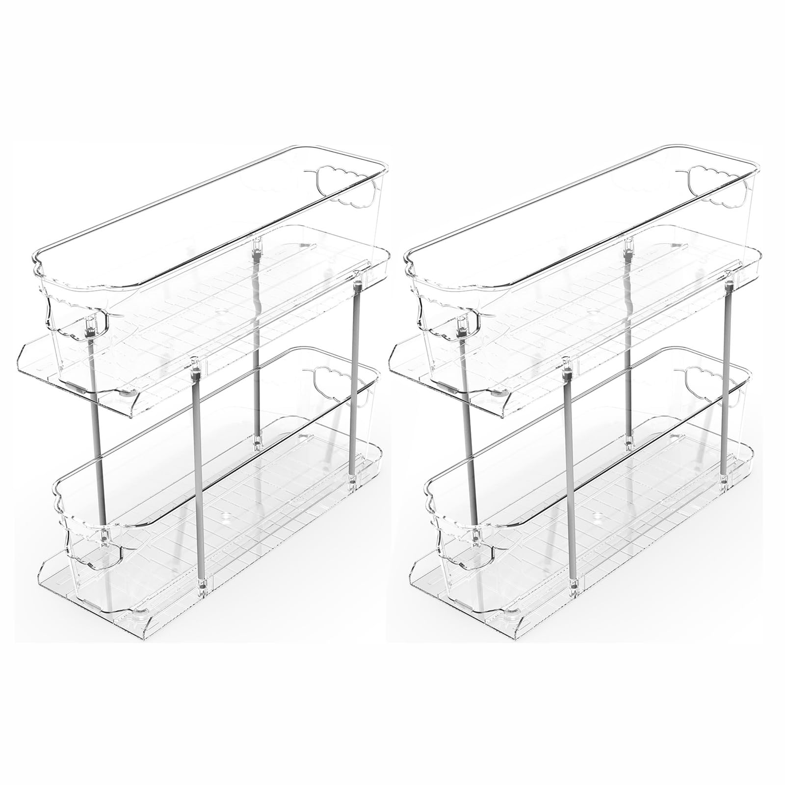 14.8" Deep 2 Tier Bathroom Storage Organizer Clear Under Sink Organizers and Storage Pull Out Cabinet Organizer for Kitchen Pantry StorageCleaning Products Organizer and Medicine Cabinet Organizer