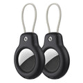 Compatible with Apple AirTag Holder with Key Ring Wire Cable 2 Pack Protective Air Tag Case Keychain Secure Holders for KeysBackpacksLuggage & More Black/Black
