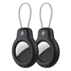 Compatible with Apple AirTag Holder with Key Ring Wire Cable 2 Pack Protective Air Tag Case Keychain Secure Holders for KeysBackpacksLuggage & More Black/Black