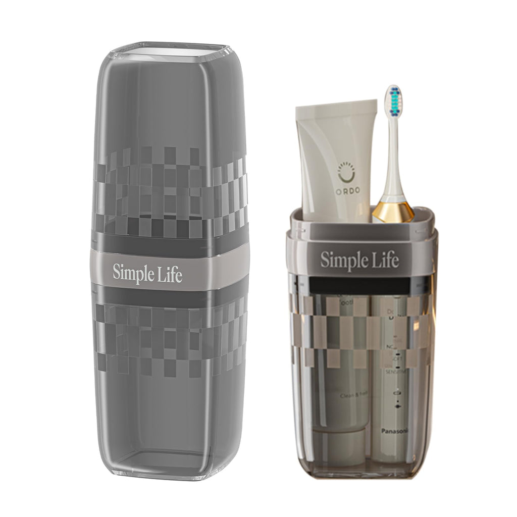 Travel Toothbrush Cup Toothbrush Holder with Cover Portable Travel Toothbrush Holder Toothbrush Case and Carrier for Bathroom School Business Trip (Black)