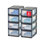 IRIS USA 6 Qt. Plastic Drawer Storage Organizer Stacking Drawers 8-Pack Stackable Unit with Sliding Drawer for Clothes Bedroom Kitchen Under Sink Pantry Craft Room Bathroom Dorm Office Black